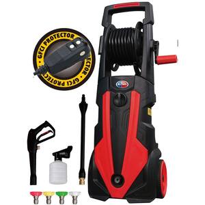 2000 PSI 1.6 GPM Red Electric Pressure Washer with Hose Reel for Buildings, Walkway, Vehicles and Outdoor Cleaning