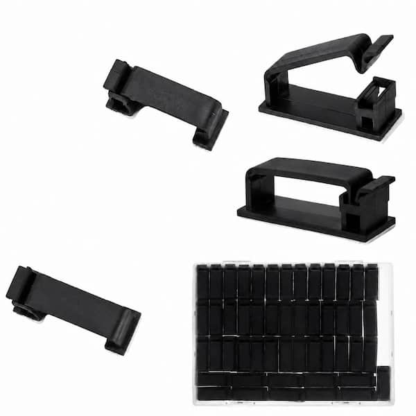 50-Pack Self-Adhesive Cable Management Clips Wire Organizer Cord Holders for Home Office PC Desktop Black