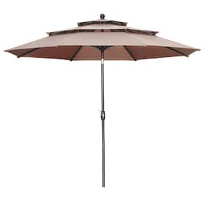 10 ft. 3-Tier Market Outdoor Patio Umbrella in Coffe