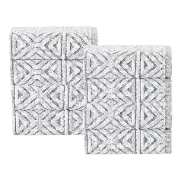 Unbranded Glamour 8 pcs Silver Turkish Cotton Wash Towels