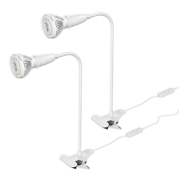 150-Watt Equivalent White Full Spectrum Clip-on Gooseneck LED Grow Light for Indoor Plants 4000K Daylight (2-Pack)