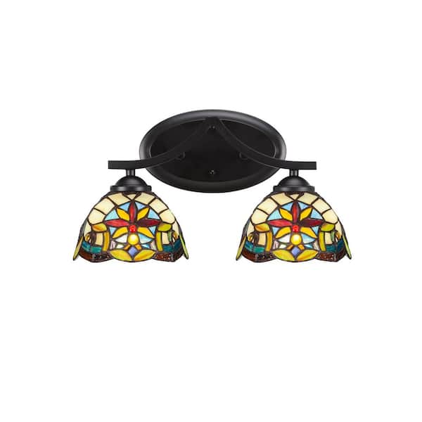 Unbranded Cleveland 16.25 in. 2-Light Matte Black Vanity Light