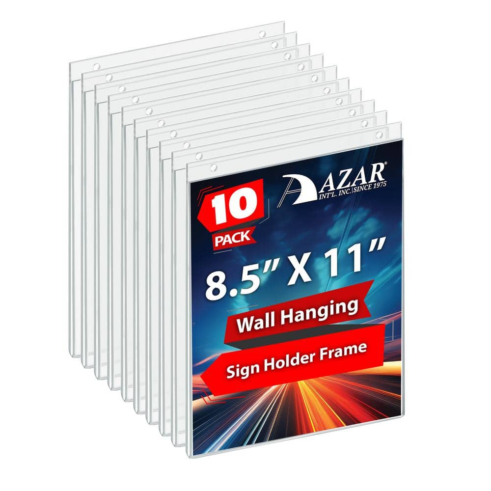 Clear Acrylic Wall Hanging Sign Holder Frame 8.5" x 11" Vertical 10-Pack