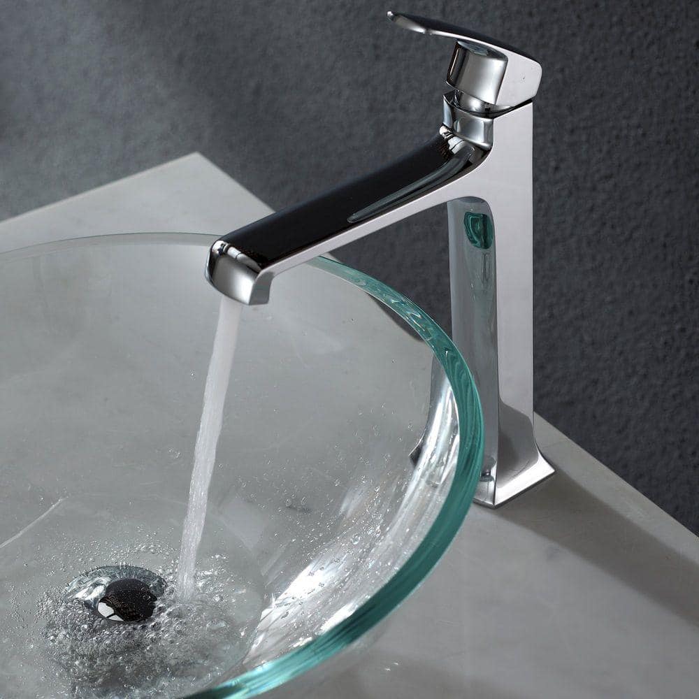 Crystal Clear Round Glass Vessel Bathroom Sink with Engraved Design