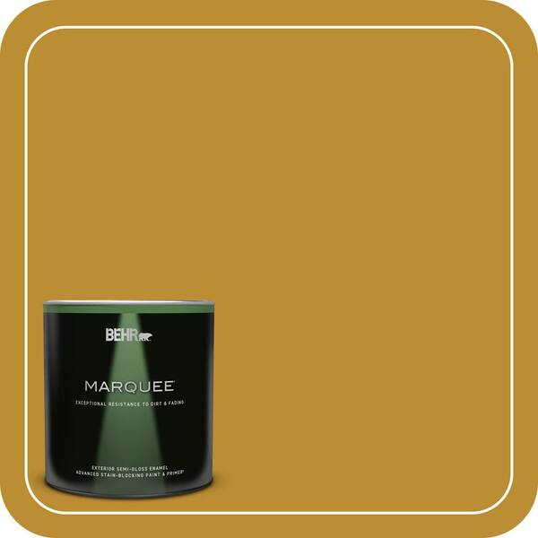 BEHR MARQUEE 1 qt. #360D-7 Brown Mustard Semi-Gloss Enamel Exterior Paint & Primer