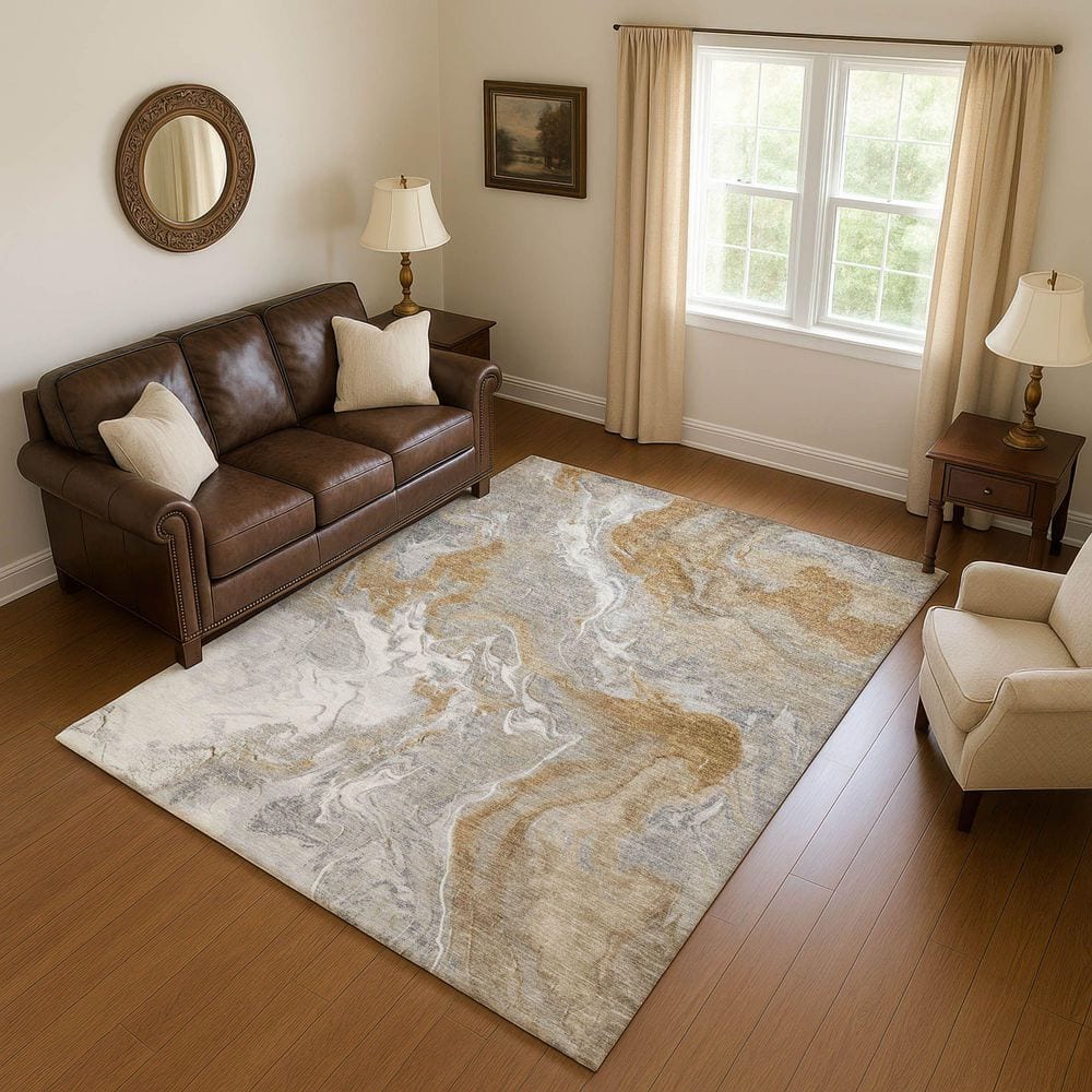 Mayfield Premium Machine Washable Abstract AMF1682 Graphite 8 ft. x 10 ft. Area Rug price history on PriceWatchPro