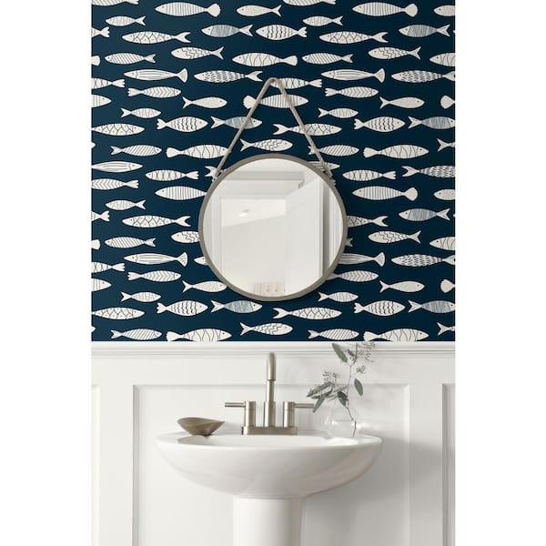 Deep Seas Bay Fish Paper Unpasted Wallpaper Roll 60.75 sq. ft.