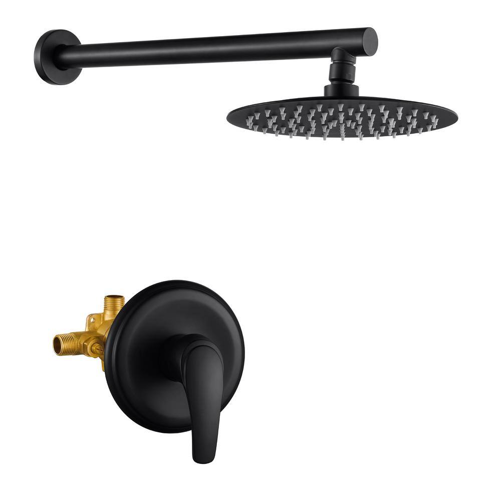 Single-Handle Rainfall Shower System, 1-Spray Patterns 8 in. Wall Mount Fixed Shower Head with 1.8 GPM in Matte Black price history on PriceWatchPro