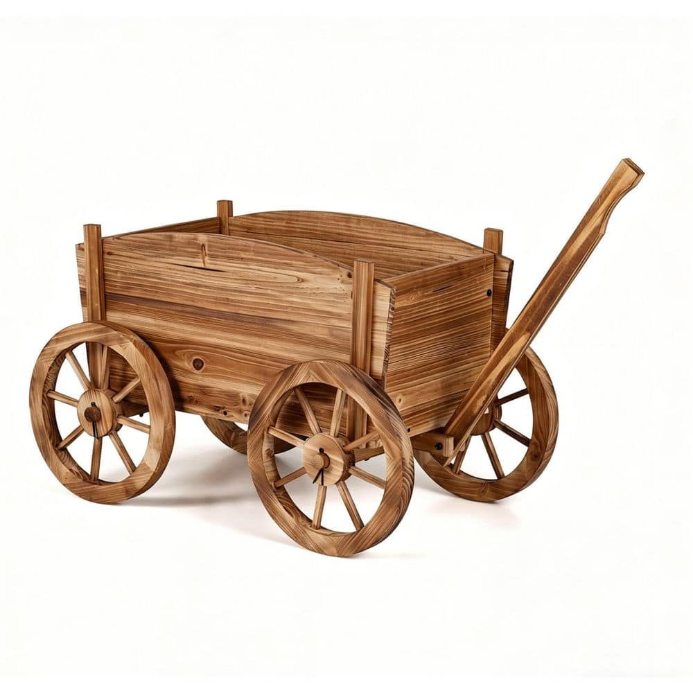 Liviza 22.5 in. L x 11.5 in W Rustic Rolling Wooden Plant Stand