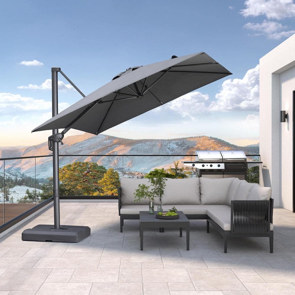 8 ft. Square Outdoor Patio Cantilever Umbrella Aluminum Offset 360° Rotation Umbrella in Mist Grey price history on PriceWatchPro