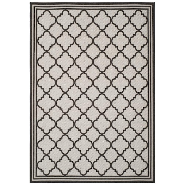 Beach House Light Gray/Charcoal Doormat 2 ft. x 4 ft. Border Trellis Indoor/Outdoor Area Rug