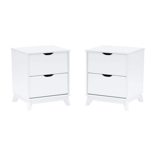 Linon Home Decor Pheba White 2-Drawer Nightstand (Set of 2)