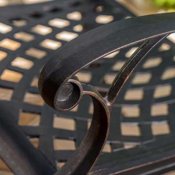 Noble House Abigal Shiny Copper Finish 9 Piece Cast Aluminum