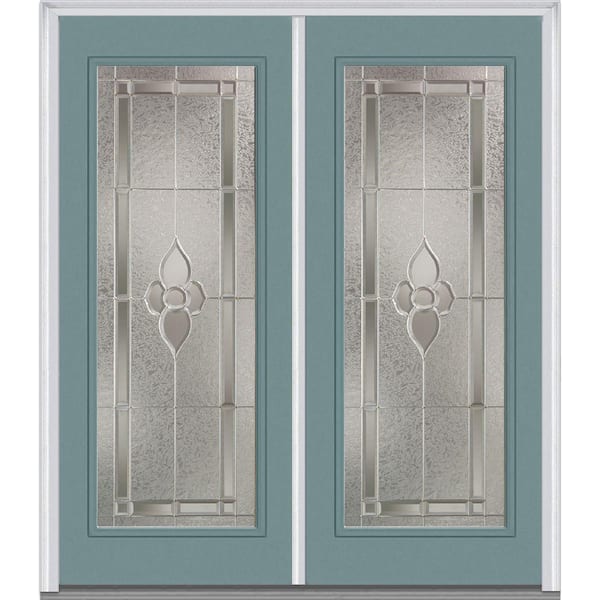MMI Door 72 in. x 80 in. Master Nouveau Left-Hand Inswing Full Lite Decorative Painted Fiberglass Smooth Prehung Front Door