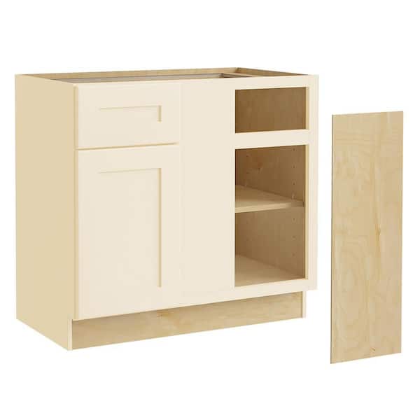 Home Decorators Collection Newport 36 in. W x 24 in. D x 34.5 in. H Assembled Plywood Blind Base Kitchen Cabinet in Blended Cream with Soft Close R