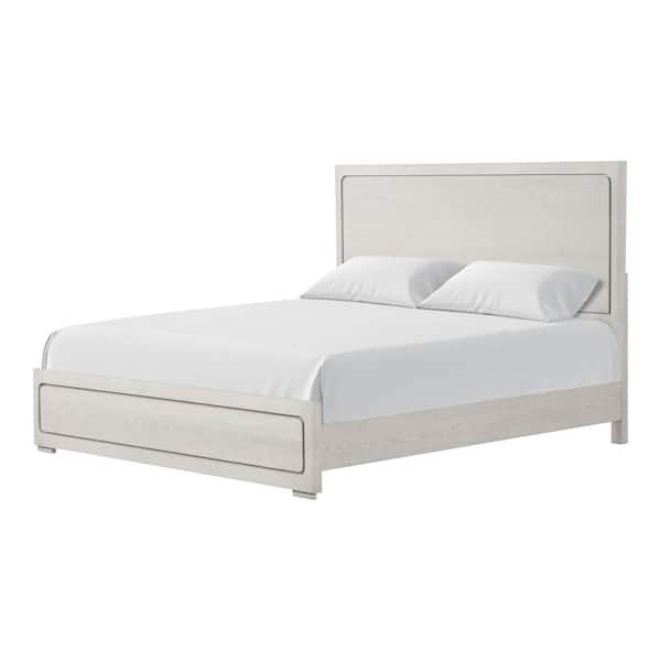 Furniture of America Rally White Wood Frame Queen Panel Bed with Rounded Edges
