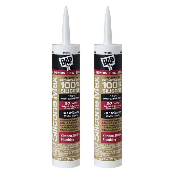 DAP Silicone Max 10.1 White Kitchen and Bath Silicone Sealant (2Pack