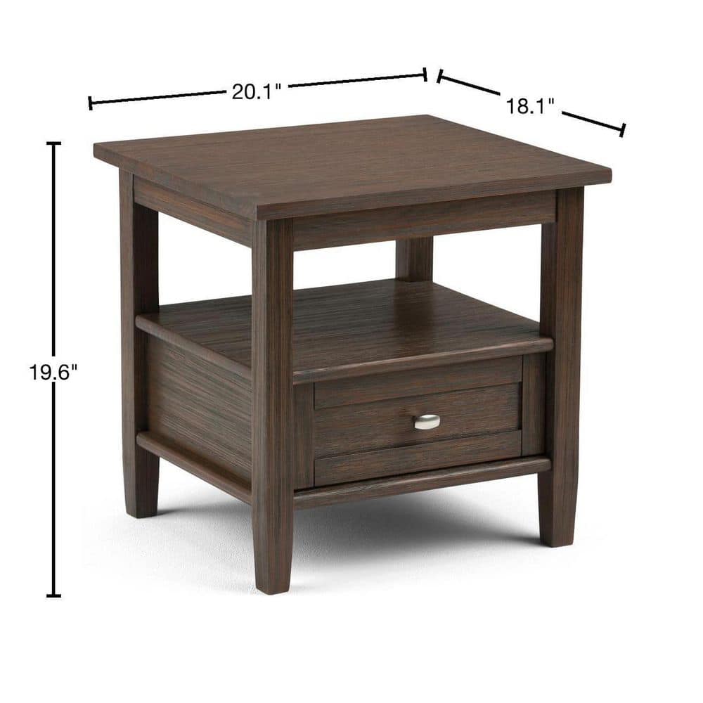 Farmhouse Brown Wood and Metal End Table with Storage