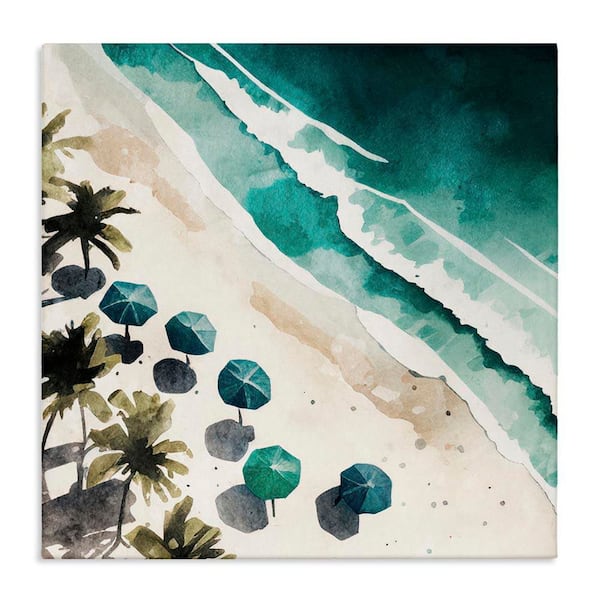 Stupell Industries Umbrella Lined Coast by Svetlana Aleynikova Unframed Coastal Graphic Art Print 36 in. x 36 in.