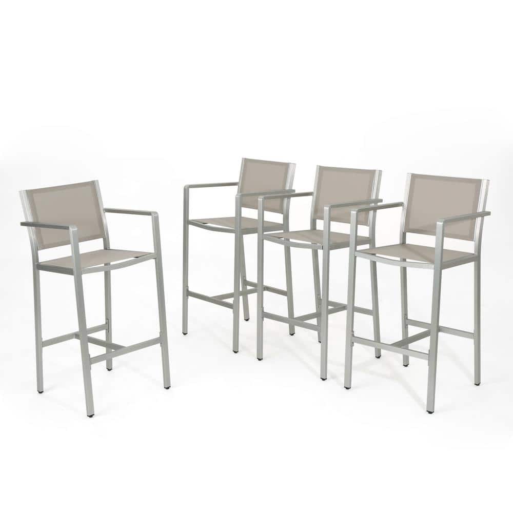 Noble House Cape Coral Stackable Aluminum Outdoor Bar Stool (4Pack