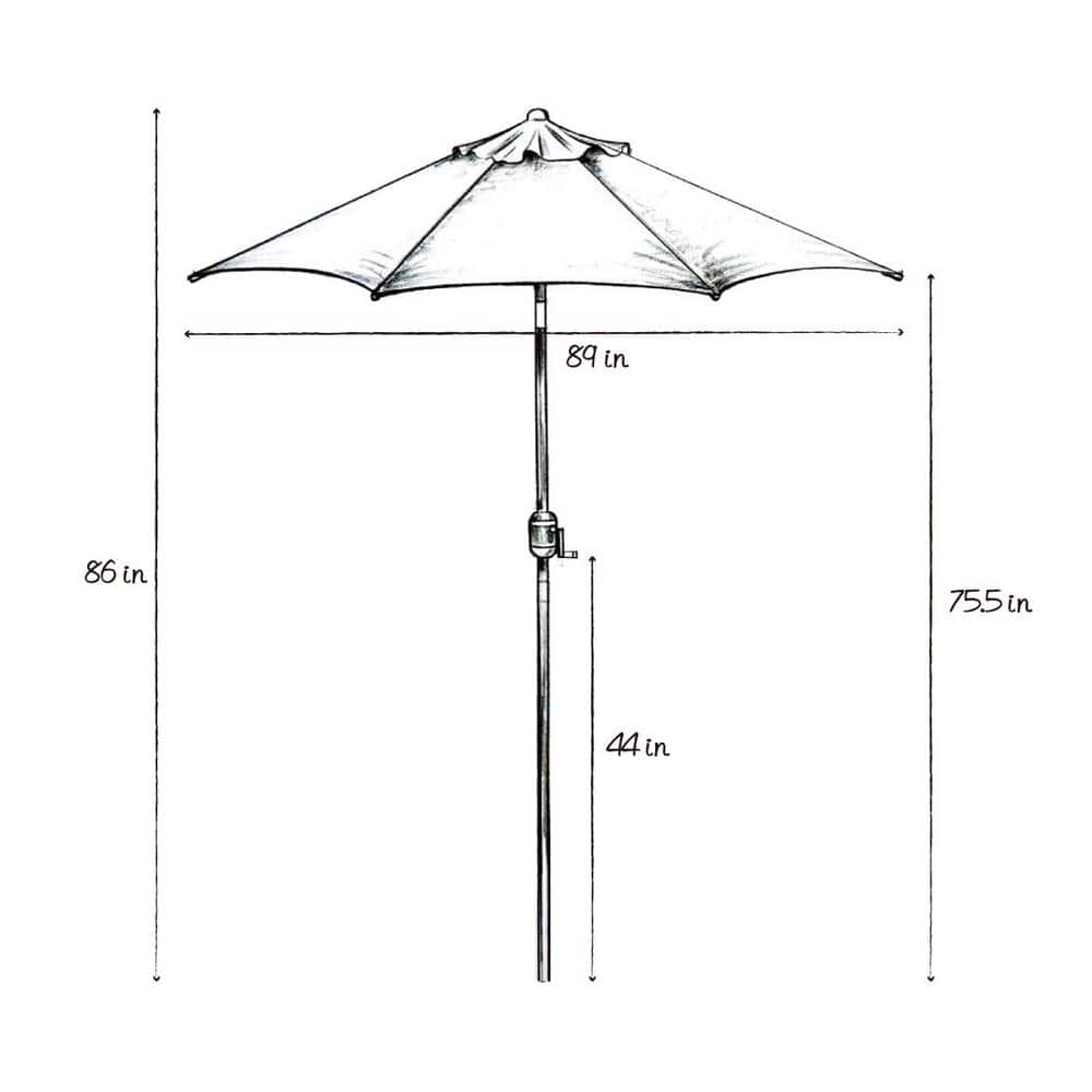7.5 ft Red Round Market Patio Umbrella with Metal Pole
