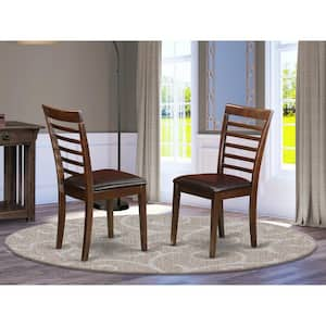 Mahogany Faux Leather Upholstered Wooden Chairs With Cushion, (Set of 2)