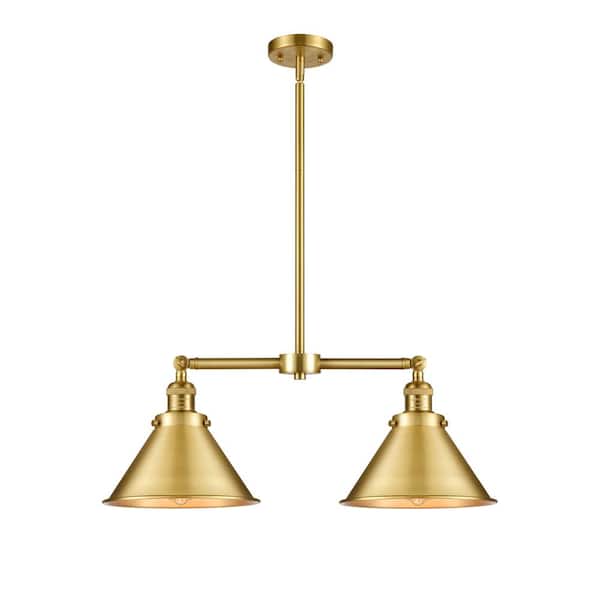 Innovations Briarcliff 2-Light Satin Gold Island Pendant Light with Satin Gold Metal Shade