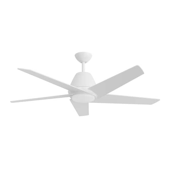 Gust 54 in. Indoor Integrated LED Matte White Standard Downrod Mount Modern Ceiling Fan with Remote