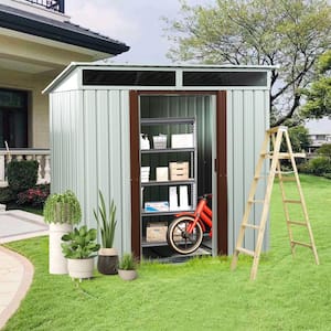 6 ft. x 5 ft. Outdoor Garden Metal Steel Waterproof Tool Shed Covers 30 sq. ft. with 2 Lockable Doors, White