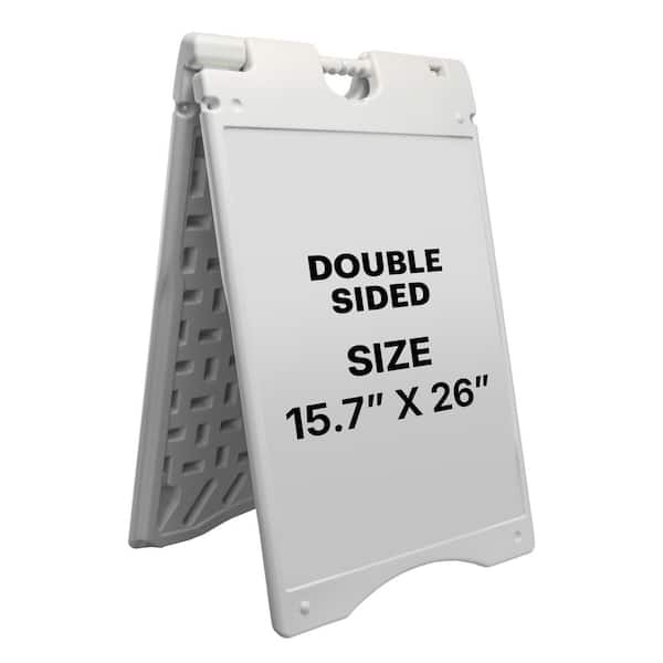Sandwich Board, A Frame Sign Holder 15.7x26 in., Dual Display Outdoor Sign, White