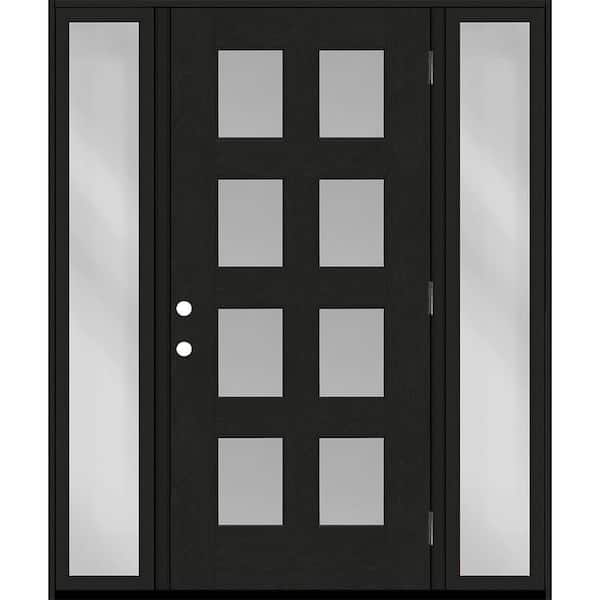 Regency 72 in. x 80 in. 8L Modern Clear Glass LHOS Onyx Stain Fiberglass Prehung Front Door w/Clear 16 in. SLs 4-9/16