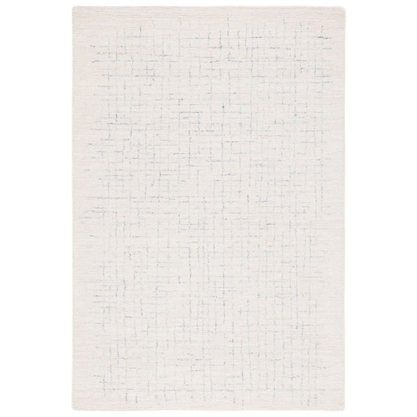 SAFAVIEH Ebony 4 ft. x 6 ft. Ivory/Navy Faded Geometric Lattice Area Rug