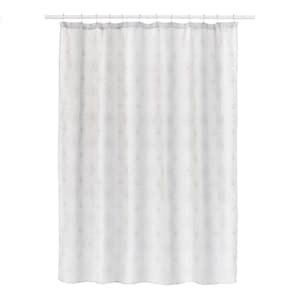 Jacquard 70 in. x 72 in. Gray Desmond Fabric Shower Curtain