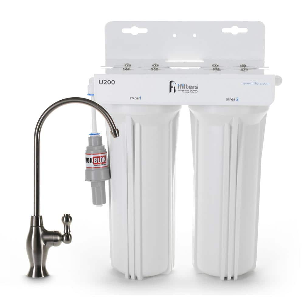 Premium Drinking Water Filtration System 2 Stage with Designer Faucet and Protection Valve -  iFilters, U200