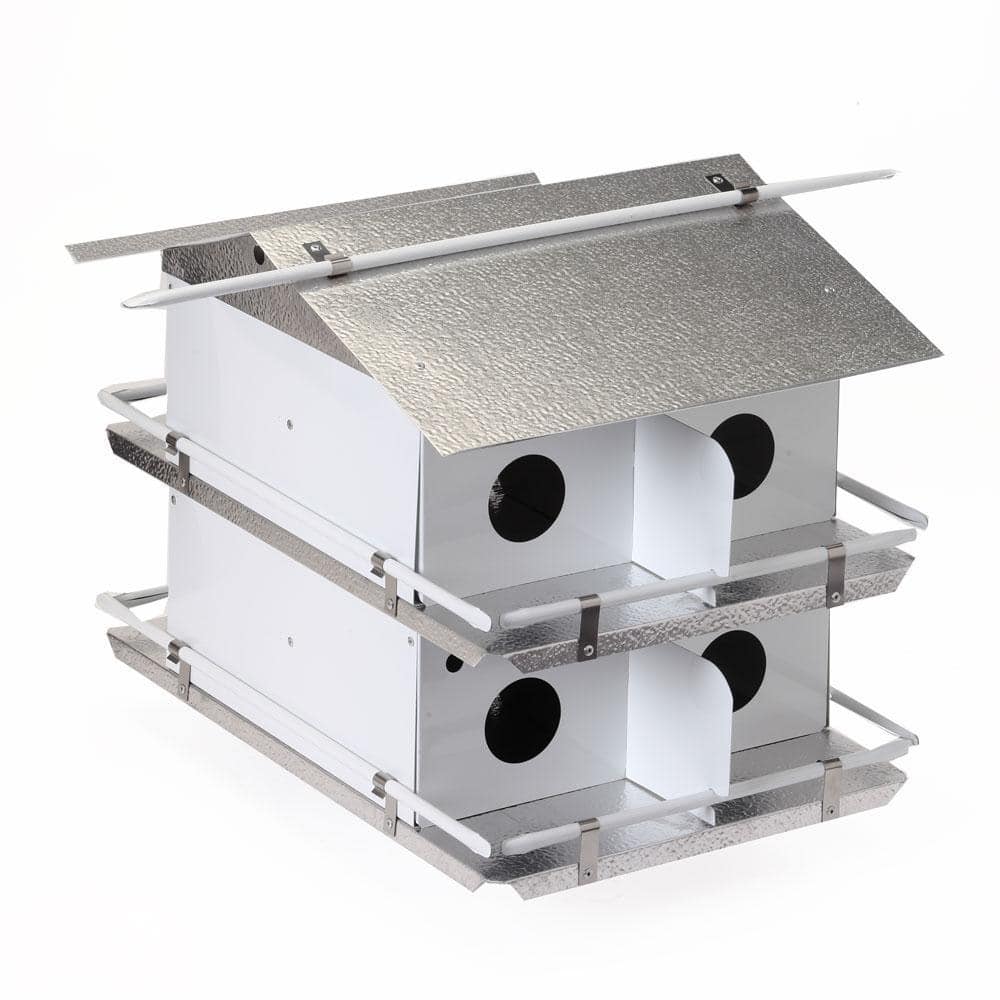 Aluminum Two-Floor White and Silver Purple Martin Bird House