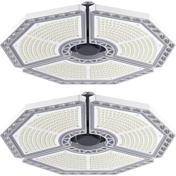 0.88 ft.140 W Silver 18500 Lumens Deformable Shop Light, 6000K Daylight With Deformable Three Panels for Workshop,2 Pack