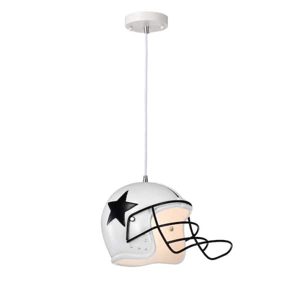 GREENVILLE SIGNATURE Satriano 60-Watt 1-Light White Helmet Pendant Light with Resin Shade, No Bulbs Included
