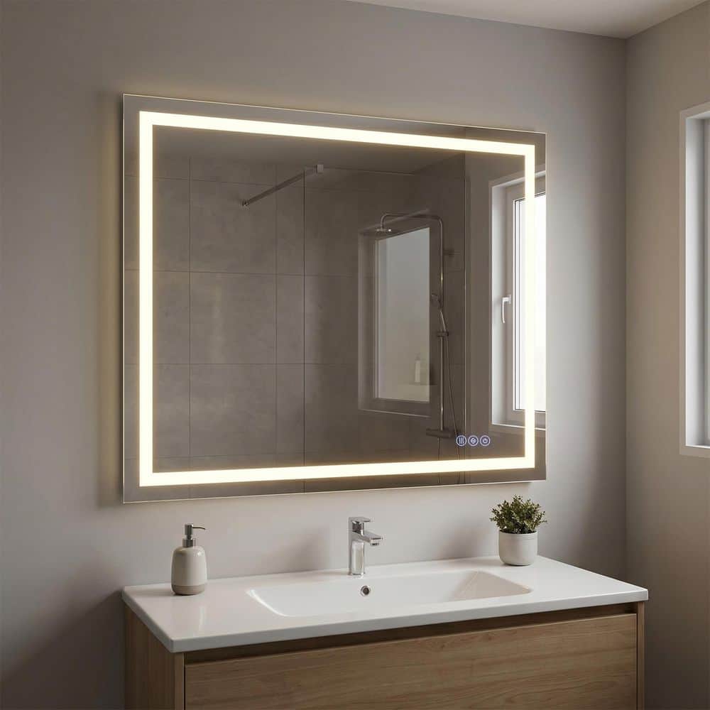 40 in. W x 32 in. H LED Light with 3-Color and Touch Screen Control Rectangular Modern Frameless Vanity Wall Mirror price history on PriceWatchPro