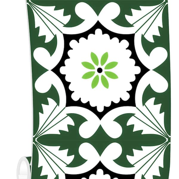 24 in. x 120 in. Vinyl Peel and Stick Backsplash Tile Stickers, Dark Green Wall Tile for Kitchen (20 sq. ft. / Roll)