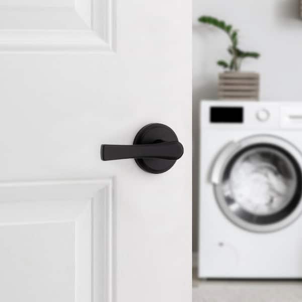 Katella Matte Black Passage Hall/Closet Door Handle with Microban