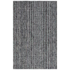 Abstract Dark Gray/Brown 9 ft. x 12 ft. Modern Plaid Area Rug