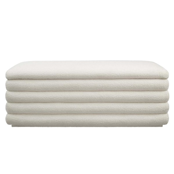 MODWAY Mezzo Boucle Upholstered Storage Bedroom Bench in Cloud