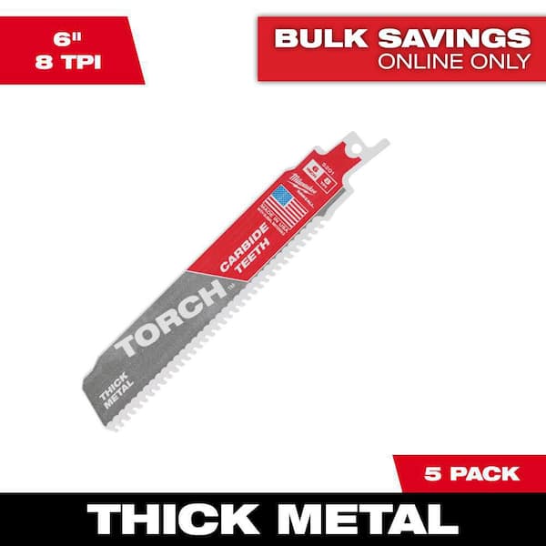 6 in. 8 TPI TORCH Carbide Teeth Thick Metal Cutting SAWZALL Reciprocating Saw Blade (5-Pack)