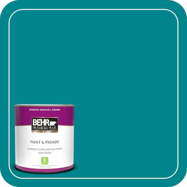 BEHR PREMIUM PLUS 1 qt. #500B-7 Tucson Teal Eggshell Enamel Low Odor Interior Paint & Primer