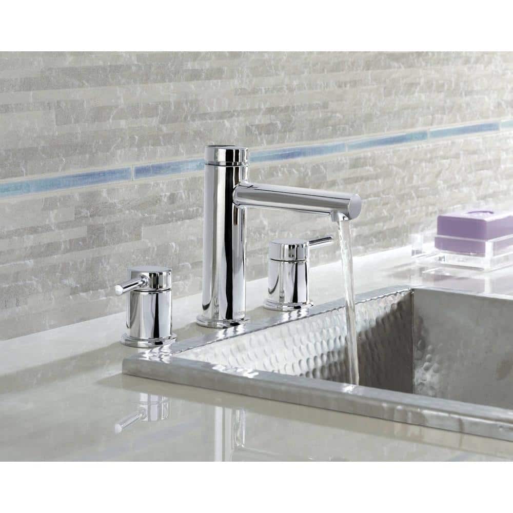 Polished Chrome High Arc Widespread Bathroom Faucet with Drain Assembly