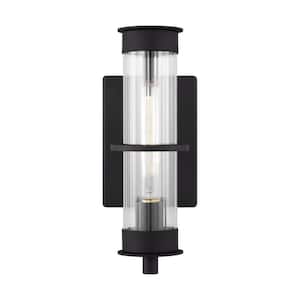 Alcona 1-Light Black Hardwired Outdoor Small Wall Lantern Sconce