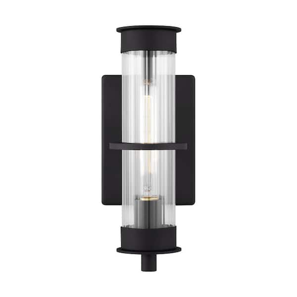Generation Lighting Alcona 1-Light Black Hardwired Outdoor Small Wall Lantern Sconce