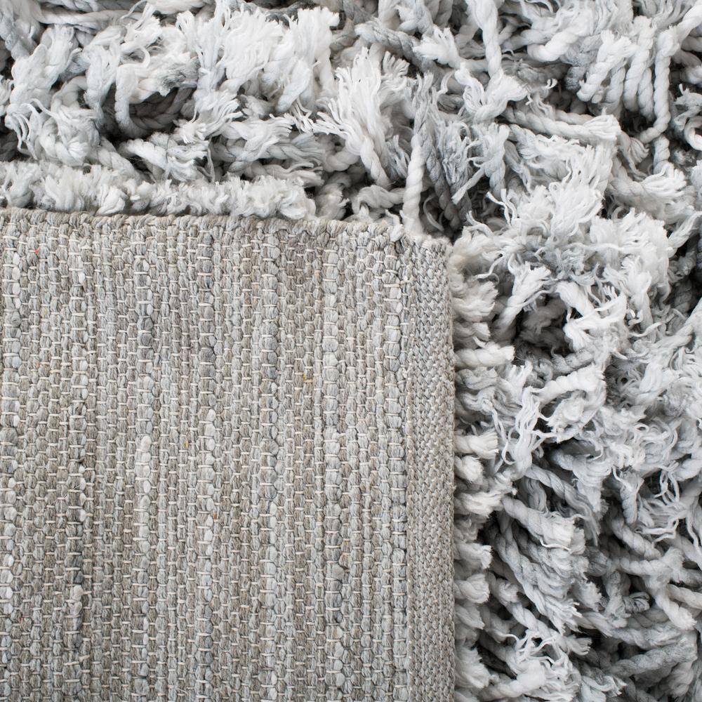 Hand-Tufted Grey Ivory Synthetic Shag Area Rug, 5' x 8'
