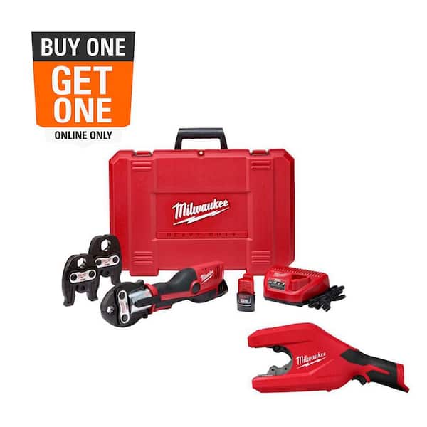 Milwaukee M12 12-Volt Lithium-Ion Force Logic Cordless Press Tool Kit with M12 2 in. Copper Tubing Cutter (3 Jaws Included)