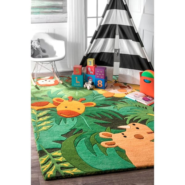 nuLOOM King Of The Jungle Playmat Green 5 ft. x 7 ft. Area Rug